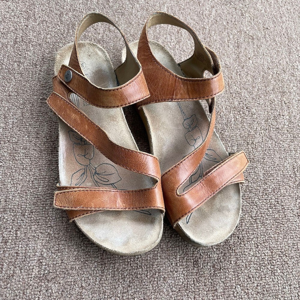 Josef Seibel sandals comfort bed walking shoes size 39 US 8-8.5 brown leather
